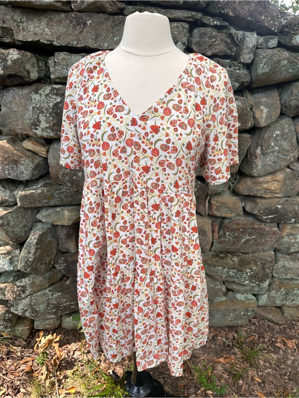 Old Navy Dress with Red-Orange Floral Print